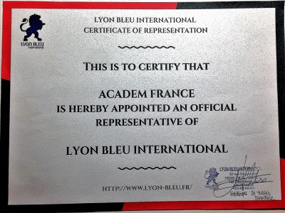 сертификат школы Lyon Bleu