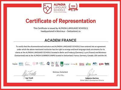 сертификат французской языковой школы АЛПАДИА
