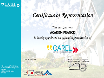 сертификат французской языковой школы КАРЕЛ