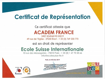 сертификат Ecole Suisse Internationale